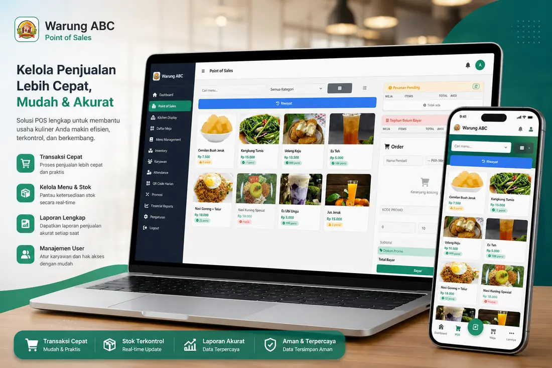 Tampilan aplikasi ERP FnB