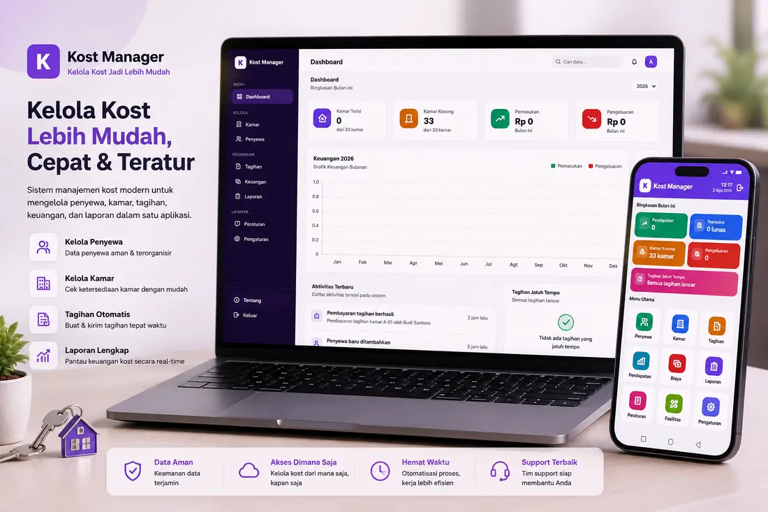 Tampilan aplikasi Kost Manager